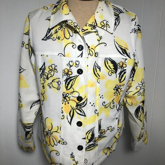 Womens Vintage White/yellow/black jacket. Size 14 - Picture 1 of 9